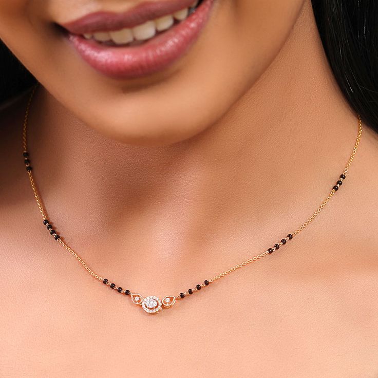 925 Silver Floral Diamond Mangalsutra