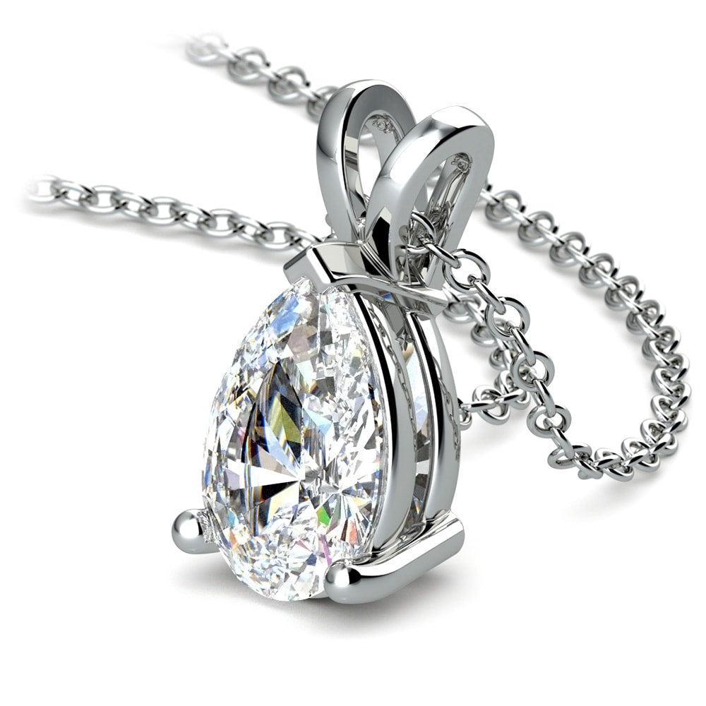 AGI Certified 2.00 CTW Pear Cut Lab-Grown Diamond (F/VS) Pendant in