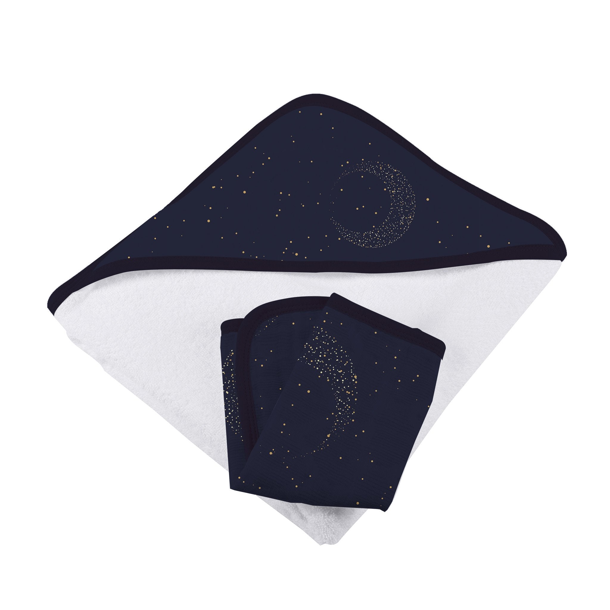 Midnight Moon Bamboo Hooded Towel and Washcloth Set