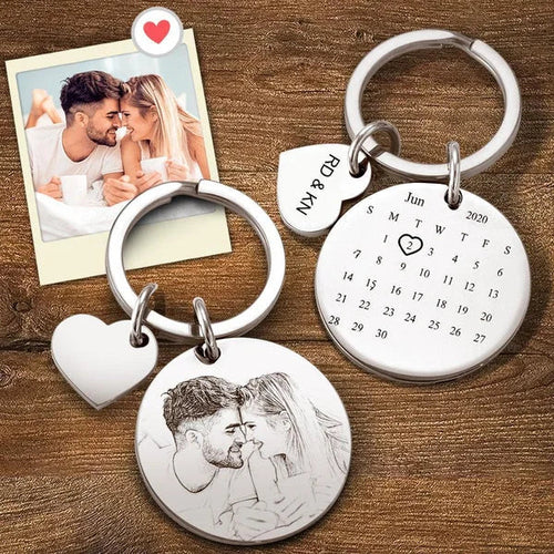 Calendar Custom Photo KeyChain Spotify Code Stainless Personalized