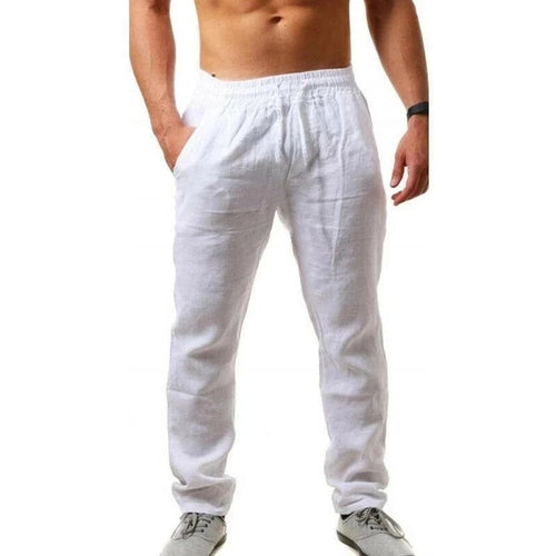 Men's Cotton Linen Pants Male Autumn New Breathable Solid Color Linen