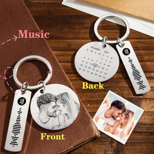 Calendar Custom Photo KeyChain Spotify Code Stainless Personalized