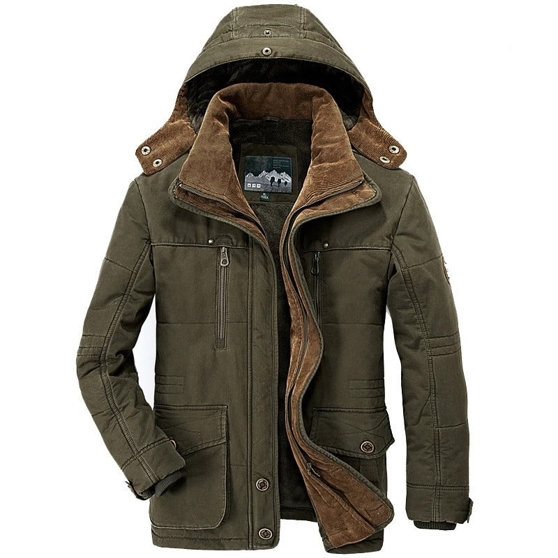 Mens Hooded Winter Parka Coat with Inner Fleece