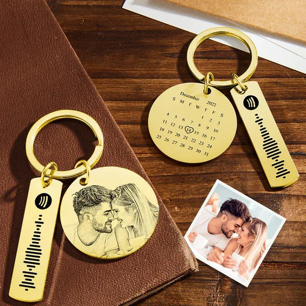 Calendar Custom Photo KeyChain Spotify Code Stainless Personalized