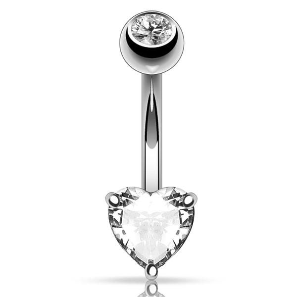 14Kt White Gold CZ Navel Ring