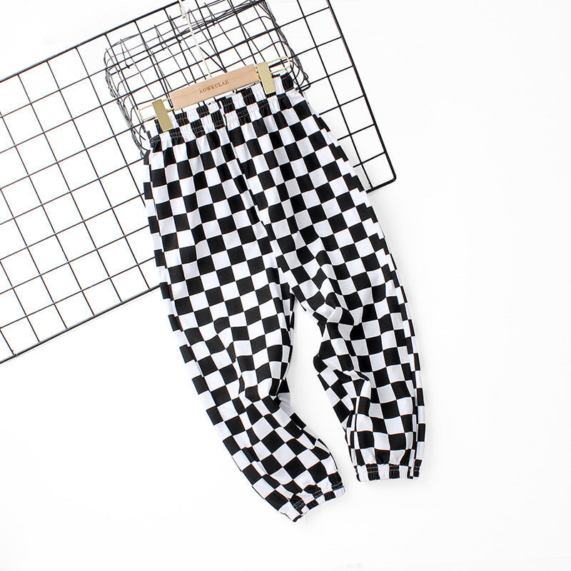 Baby Boy Checkerboard Pattern Summer Loose Pants