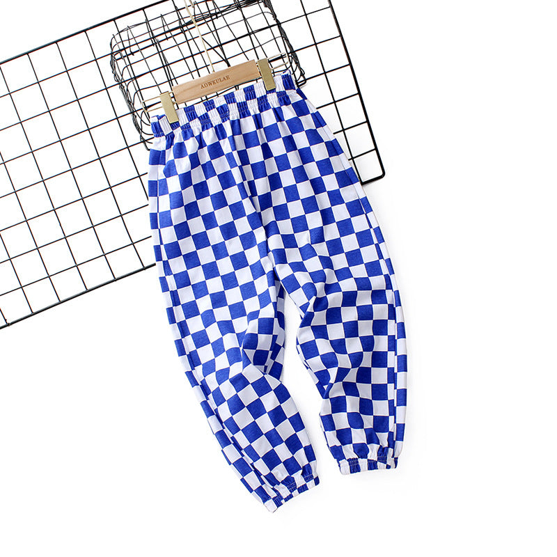 Baby Boy Checkerboard Pattern Summer Loose Pants