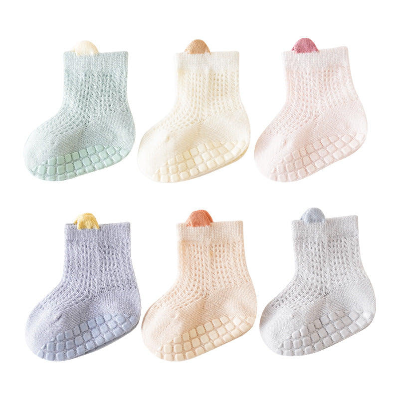 Baby Solid Color Non-Slip Toddler Socks – Thin Summer Style